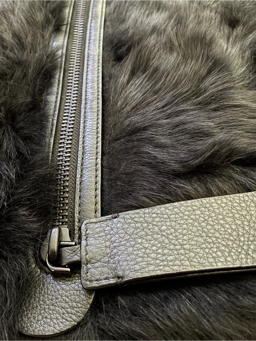 Marc By Marc Jacobs Black Leather Label on Real Lamb Fur